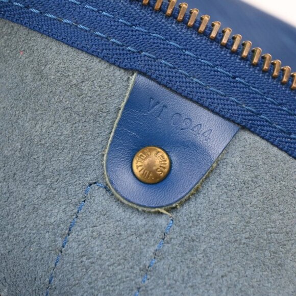 LOUIS VUITTON LV Logo Keepall 55 Travel Hand Bag Epi Leather Blue - Picture 13 of 14